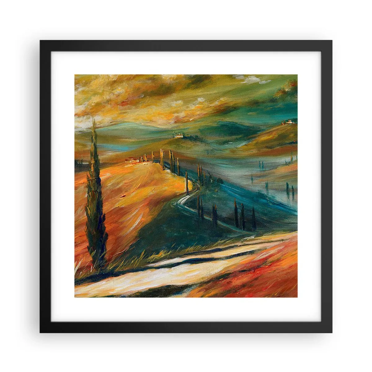 Poster in cornice nera - Paesaggio toscano - 40x40 cm
