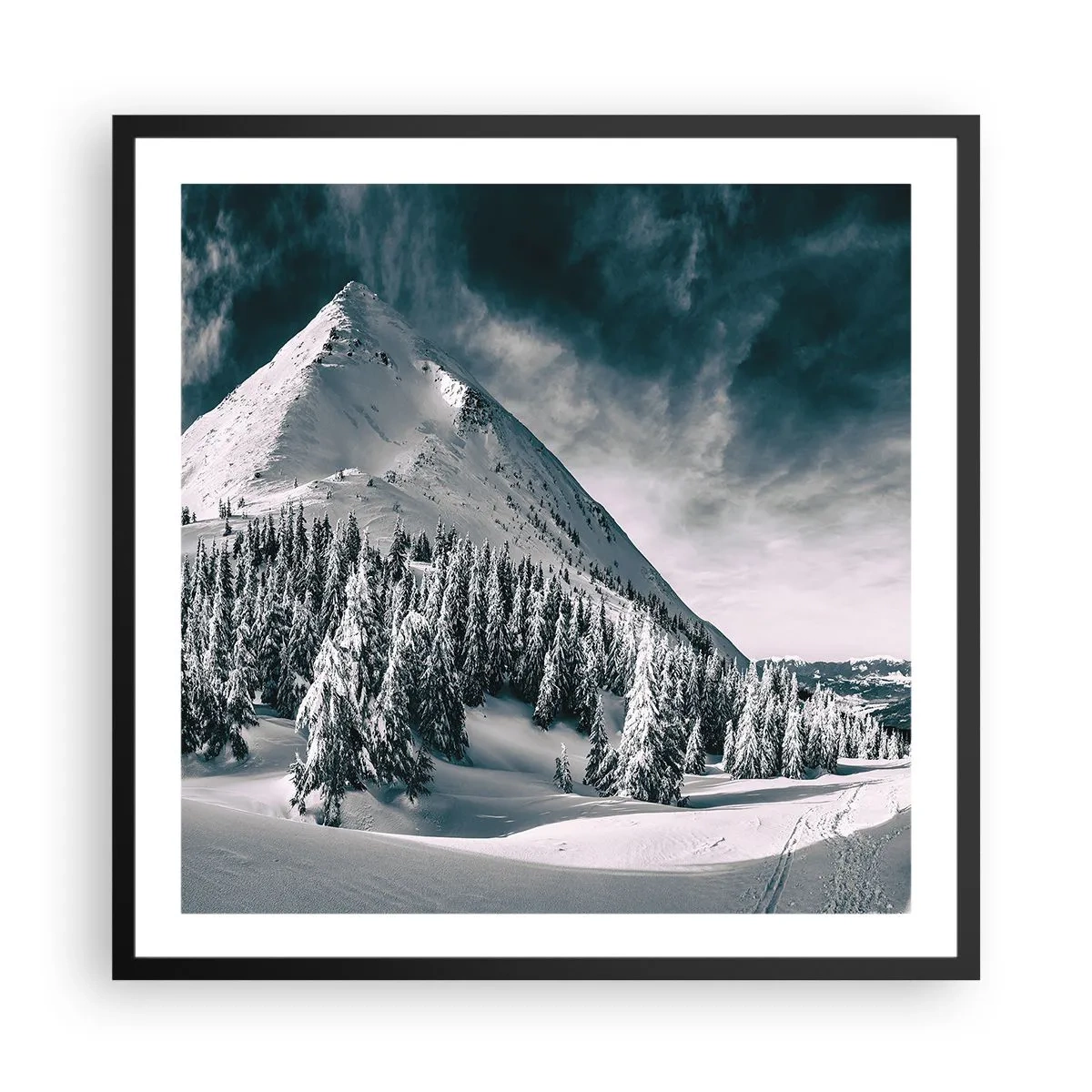 Poster in cornice nera - Il paese della neve e del ghiaccio - 60x60 cm