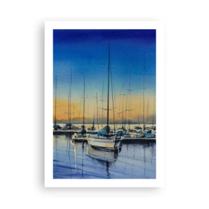 Poster - Una scena pittorica di barche a vela in un porto al tramonto - 50x70cm - La fine di una buona giornata - Decorazione murale moderna per soggiorno e camera da letto ARTTOR