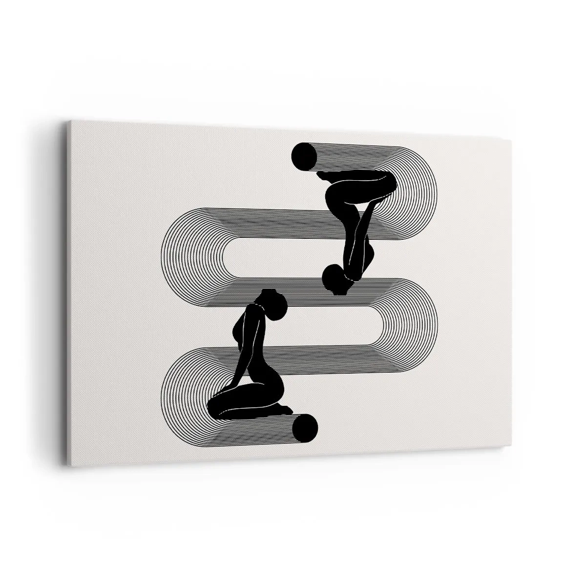 Quadro su tela - Stampe su Tela - Sagome nere con linee geometriche su sfondo chiaro - 120x80cm - Simmetria sensuale - Decorazione murale moderna per soggiorno e camera da letto ARTTOR