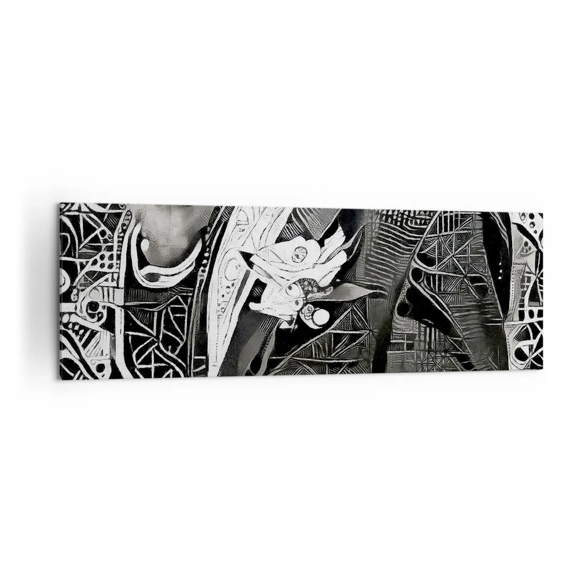 Quadro su tela - Stampe su Tela - Elegante astrazione di un uomo in abito in bianco e nero - 160x50cm - Solo in apparenza un uomo grigio - Decorazione murale moderna per soggiorno e camera da letto ARTTOR