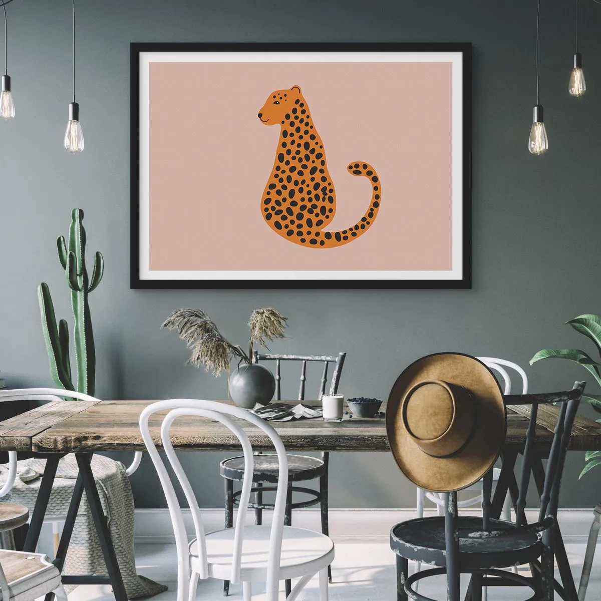 Poster in cornice nera - Il leopardo è un motivo di moda - 50x40 cm
