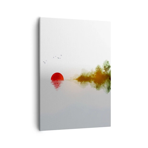 Quadro su tela - Stampe su Tela - Tramonto astratto su un lago con riflesso - 50x70cm - Promessa di pace - Decorazione murale moderna per soggiorno e camera da letto ARTTOR