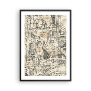 Poster in cornice nera - Motivo geometrico astratto nei toni del beige e del nero - 50x70cm - In attesa di essere decifrato - Decorazione murale moderna per soggiorno e camera da letto ARTTOR