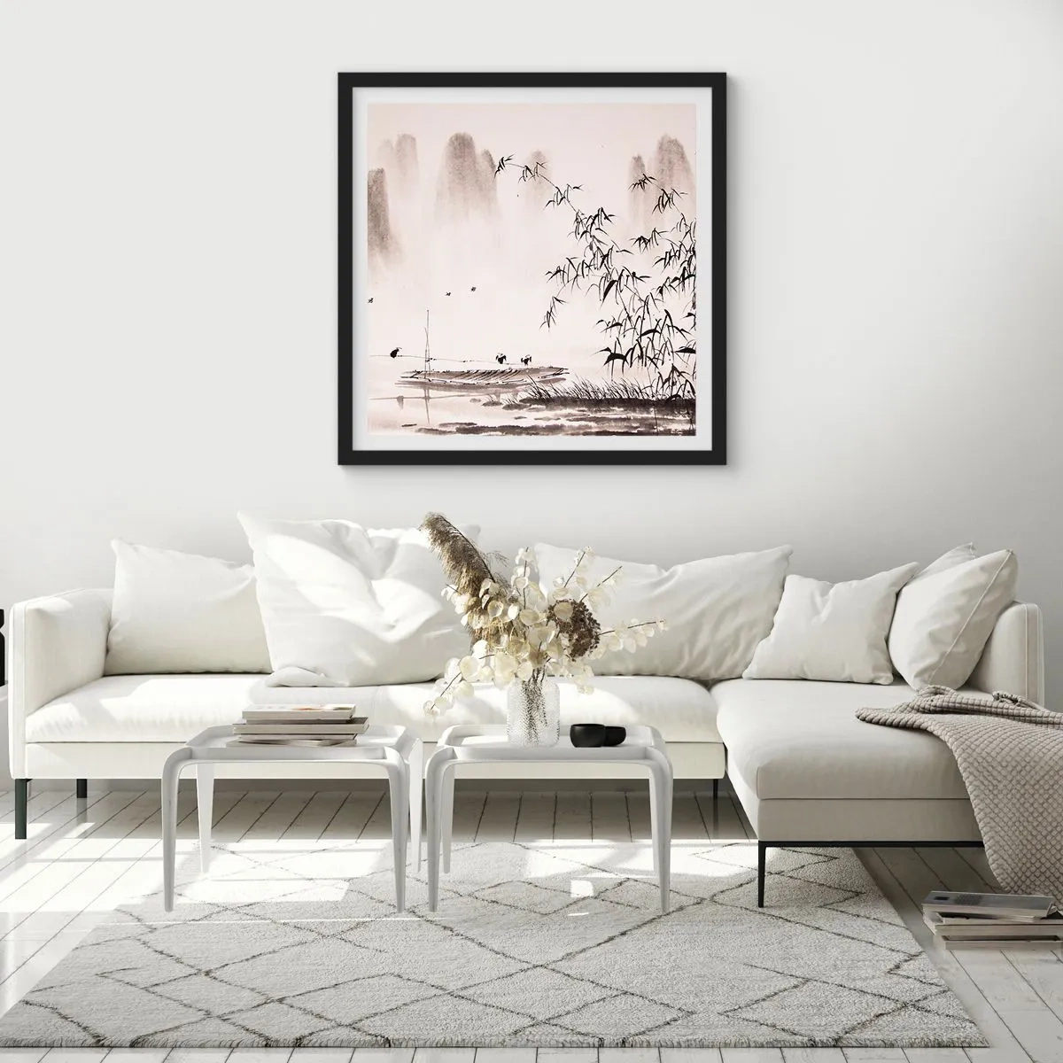 Poster in cornice nera - Il silenzio dei campi di riso - 50x50 cm