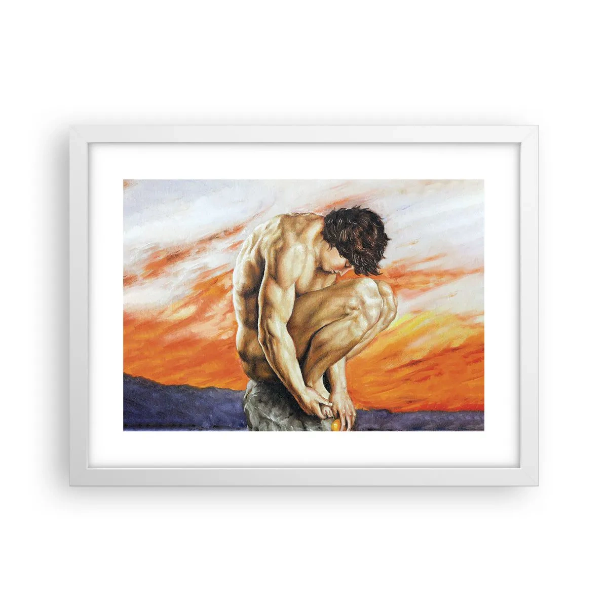 Poster in cornice bianca - Immerso in se stesso - 40x30 cm