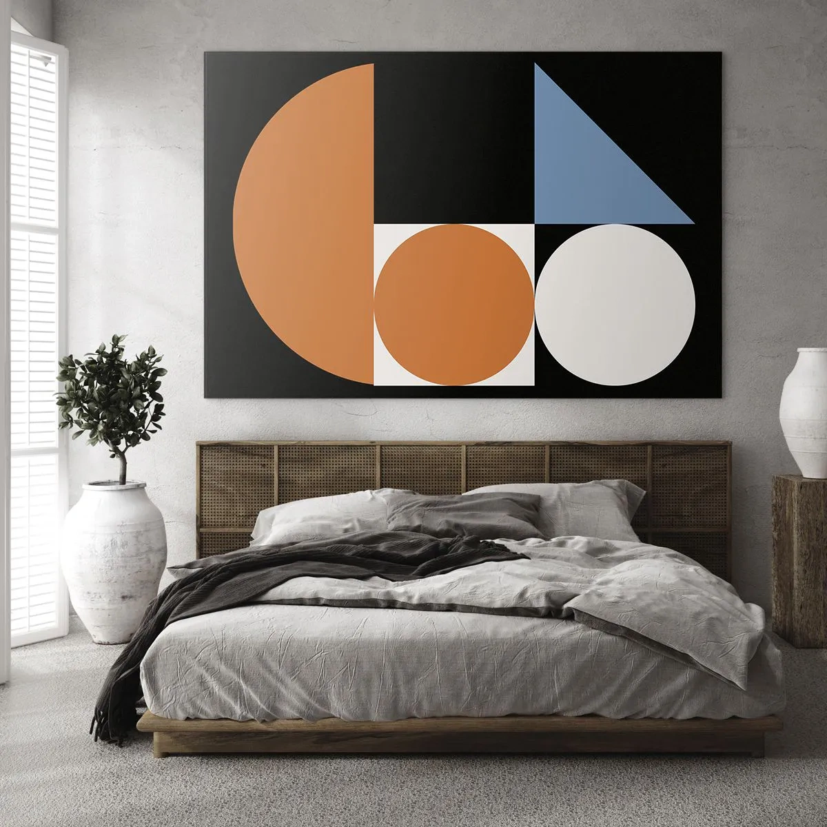 Quadro su vetro - Figure geometriche in una disposizione astratta - 120x80cm - Composizione di figure - Decorazione murale moderna per soggiorno e camera da letto ARTTOR