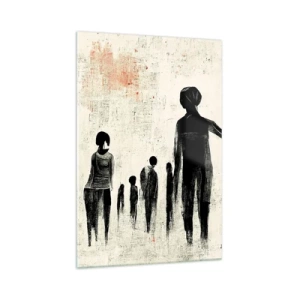 Quadro su vetro - Figure in una composizione monocromatica su uno sfondo chiaro - 70x100cm - Contro la solitudine - Decorazione murale moderna per soggiorno e camera da letto ARTTOR