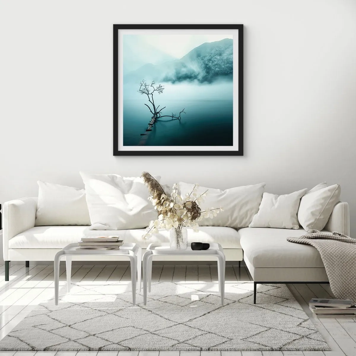 Poster in cornice nera - Dall'acqua e dalla nebbia - 30x30 cm
