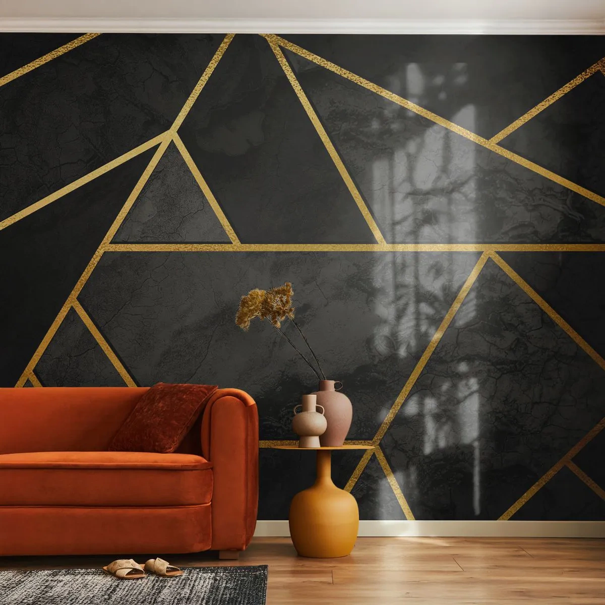 Fotomurali Premium Sand - Oscurità e luce - Astrazione, Pezzo, Modello moderno - 300x210 cm