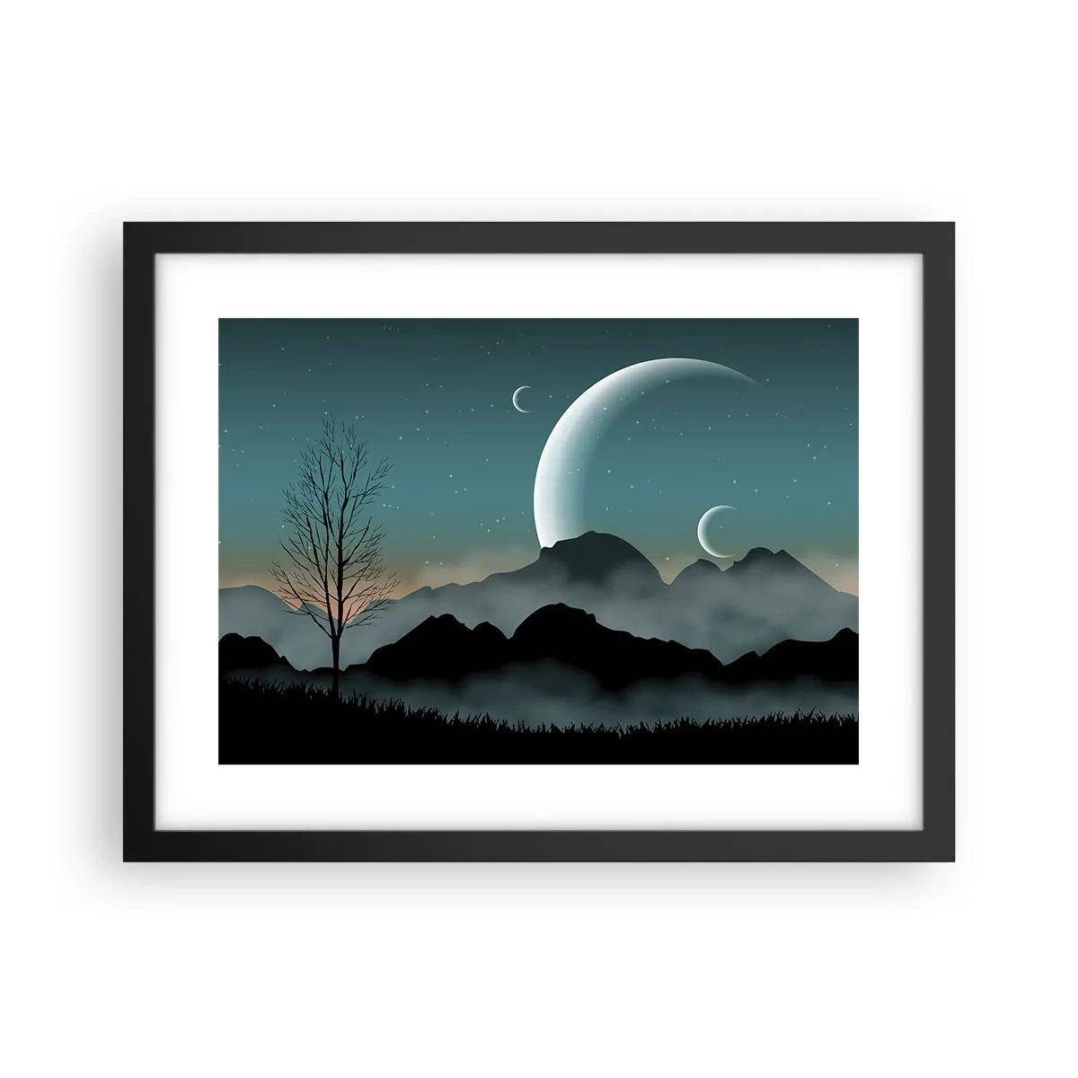 Poster in cornice nera - Il carnevale di una notte stellata - 40x30 cm
