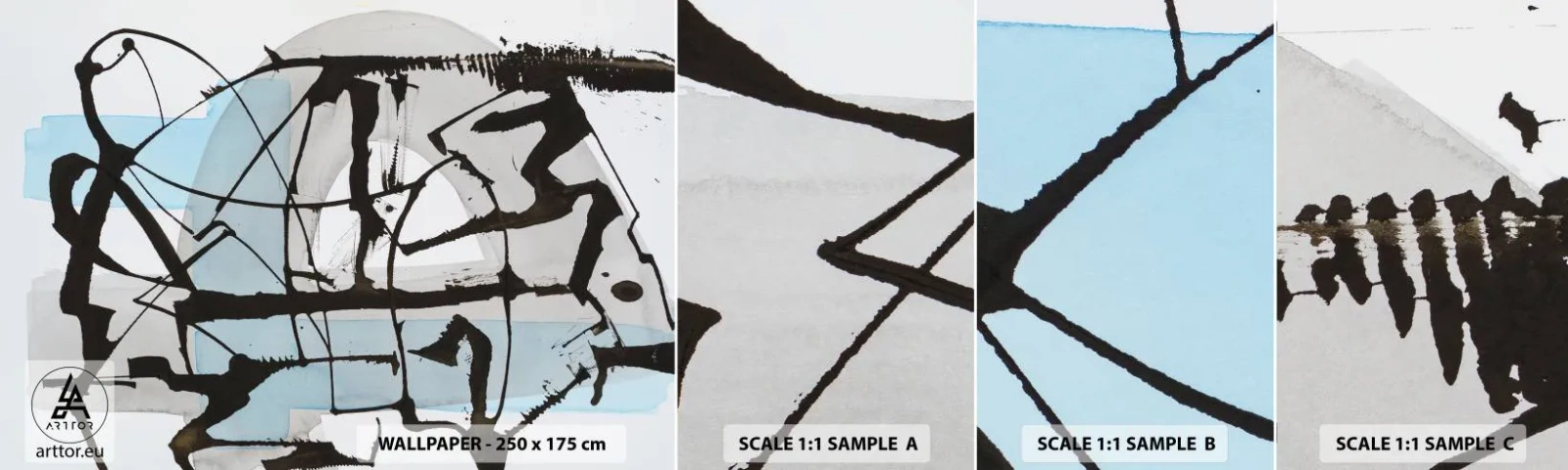 Campione Di Fotomurale Standard Eco - Blu nonostante tutto - Astrazione, Pezzo, Caos - 100x30 cm