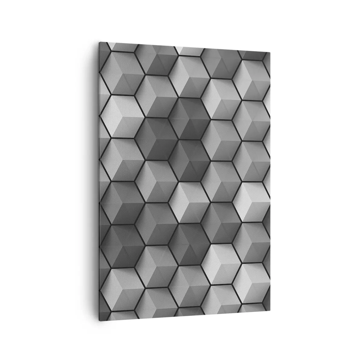 Quadro su tela - Stampe su Tela - Composizione geometrica di cubi nelle tonalità del grigio e del nero - 70x100cm - Puzzle cubista - Decorazione murale moderna per soggiorno e camera da letto ARTTOR