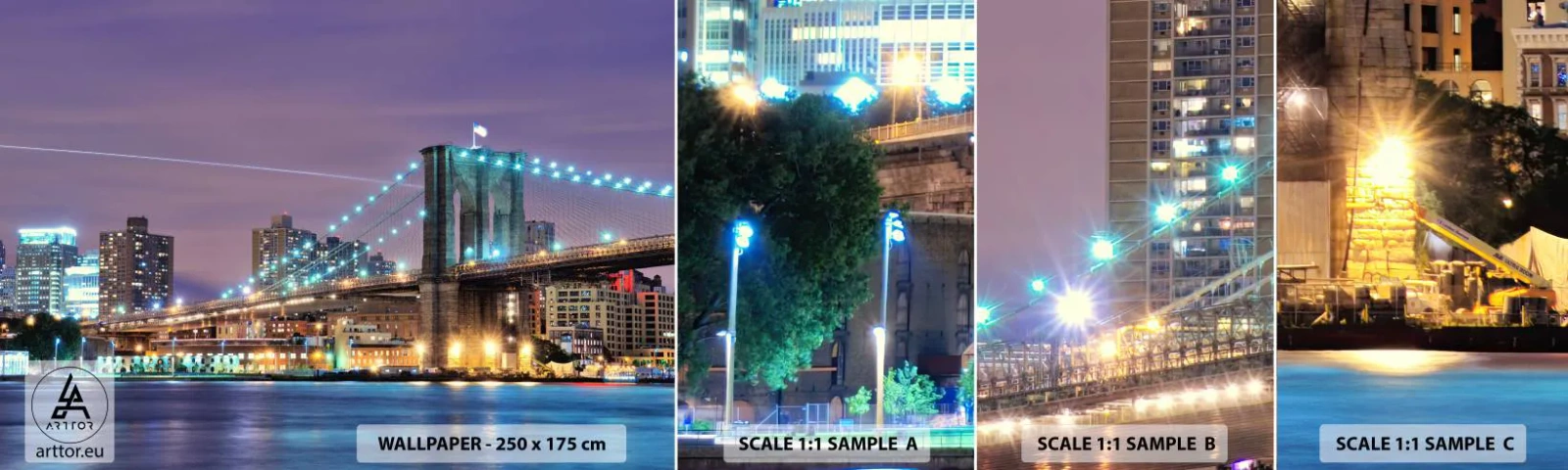 Campione Di Fotomurale Standard Eco - Da tanti anni il ponte di Brooklyn - Città, New York, ponte di Brooklyn - 100x30 cm