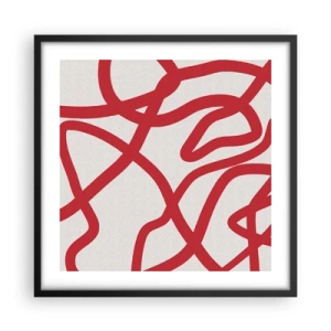 Poster in cornice nera - Rosso su bianco - 50x50 cm