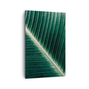 Quadro su tela - Stampe su Tela - Primo piano della struttura di una foglia verde - 80x120cm - Il ritmo della natura - Decorazione murale moderna per soggiorno e camera da letto ARTTOR