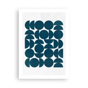 Poster - Composizione geometrica con cerchi blu - 50x70cm - Cerchi e semicerchi - Decorazione murale moderna per soggiorno e camera da letto ARTTOR