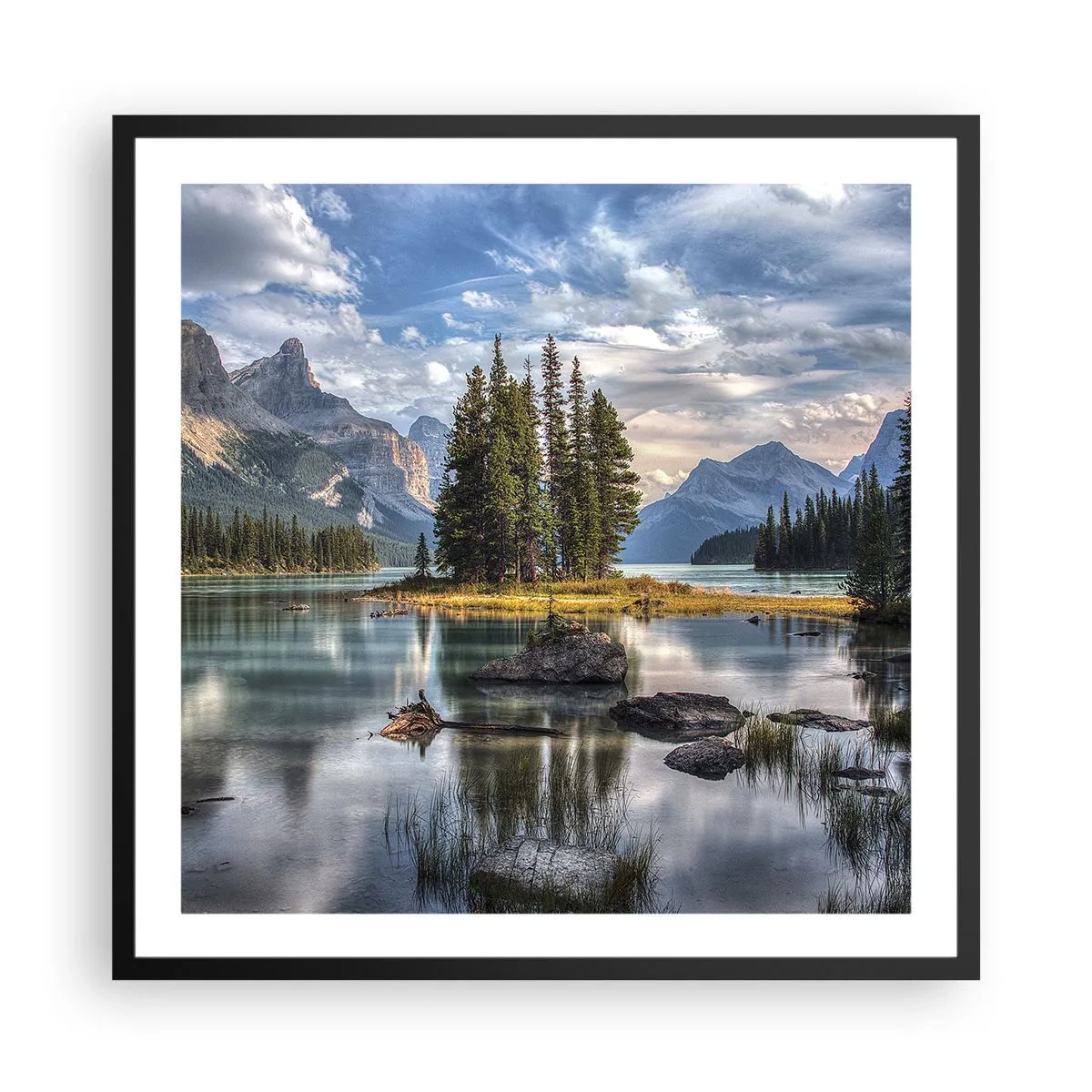 Poster in cornice nera - Sulle acque grandi e limpide... - 60x60 cm