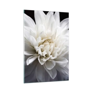 Quadro su vetro - Un delicato fiore bianco su sfondo nero in una composizione elegante - 80x120cm - Il mattino della sposa - Decorazione murale moderna per soggiorno e camera da letto ARTTOR