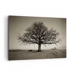 Quadro su tela - Stampe su Tela - Un albero solitario in un campo color seppia - 120x80cm - Da qui all'eternità - Decorazione murale moderna per soggiorno e camera da letto ARTTOR