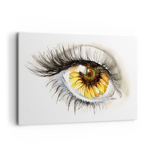 Quadro su tela - Stampe su Tela - Occhio artistico con iride a forma di girasole - 120x80cm - Uno sguardo caldo come l'estate - Decorazione murale moderna per soggiorno e camera da letto ARTTOR