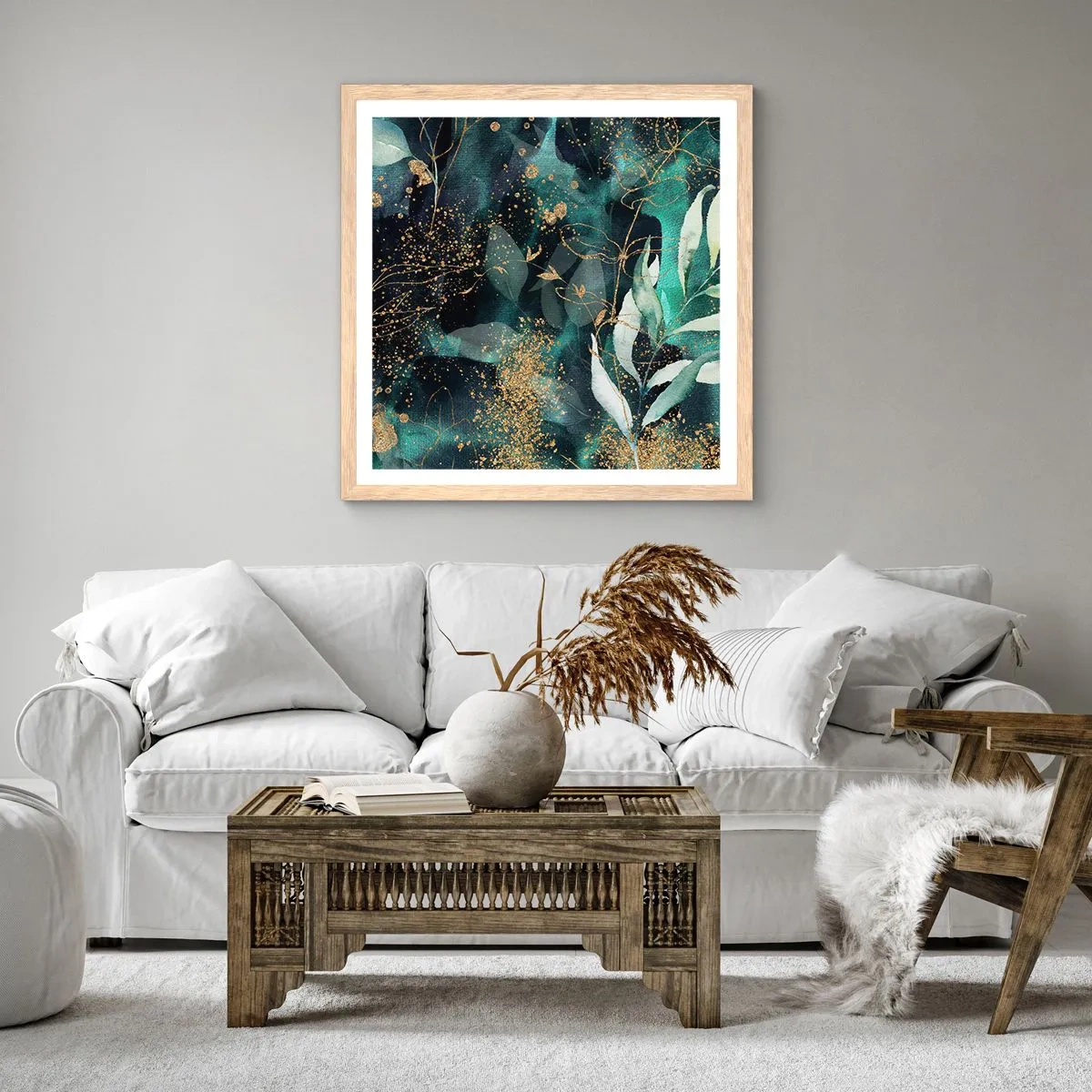 Poster in cornice rovere chiaro - Il giardino incantato - 40x40 cm
