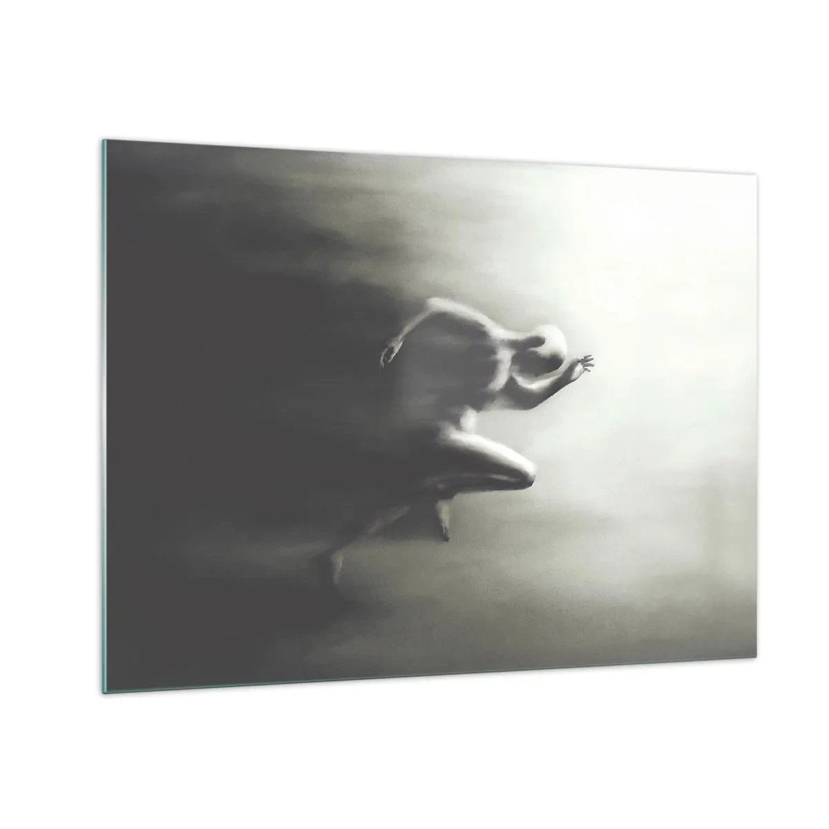 Quadro su vetro - Silhouette dinamica di una figura che corre in luce sfocata - 70x50cm - Inarrestabile - Decorazione murale moderna per soggiorno e camera da letto ARTTOR