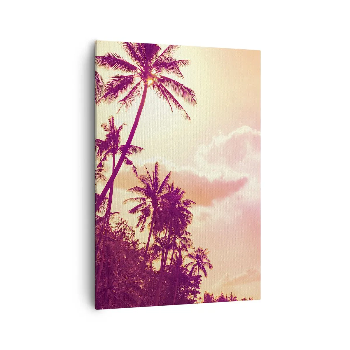 Quadro su tela - Stampe su Tela - Palme illuminate dal sole al tramonto in un cielo tropicale - 70x100cm - Devi scegliere - Decorazione murale moderna per soggiorno e camera da letto ARTTOR