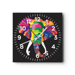 Orologio da parete - Orologio in Vetro - L'elefante che faceva il bagno nell'arcobaleno - 40x40 cm