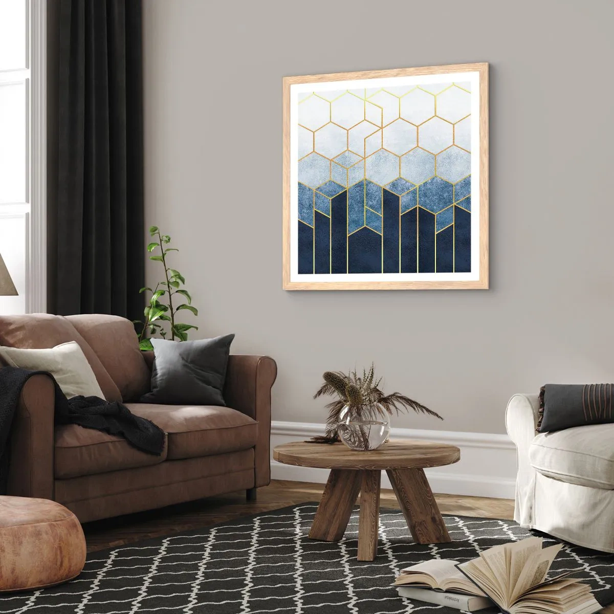 Poster in cornice rovere chiaro - Composizione a ritmo sincopato - 40x40 cm