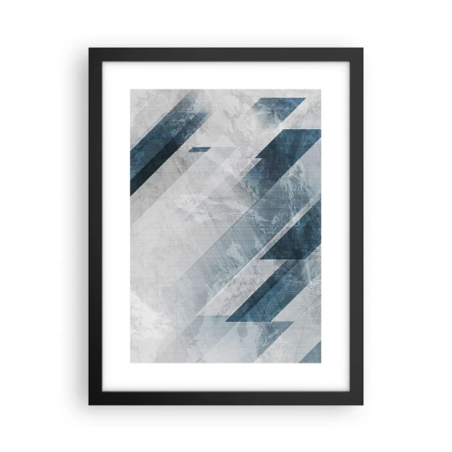 Poster in cornice nera - Composizione spaziale: movimento in grigio - 30x40 cm