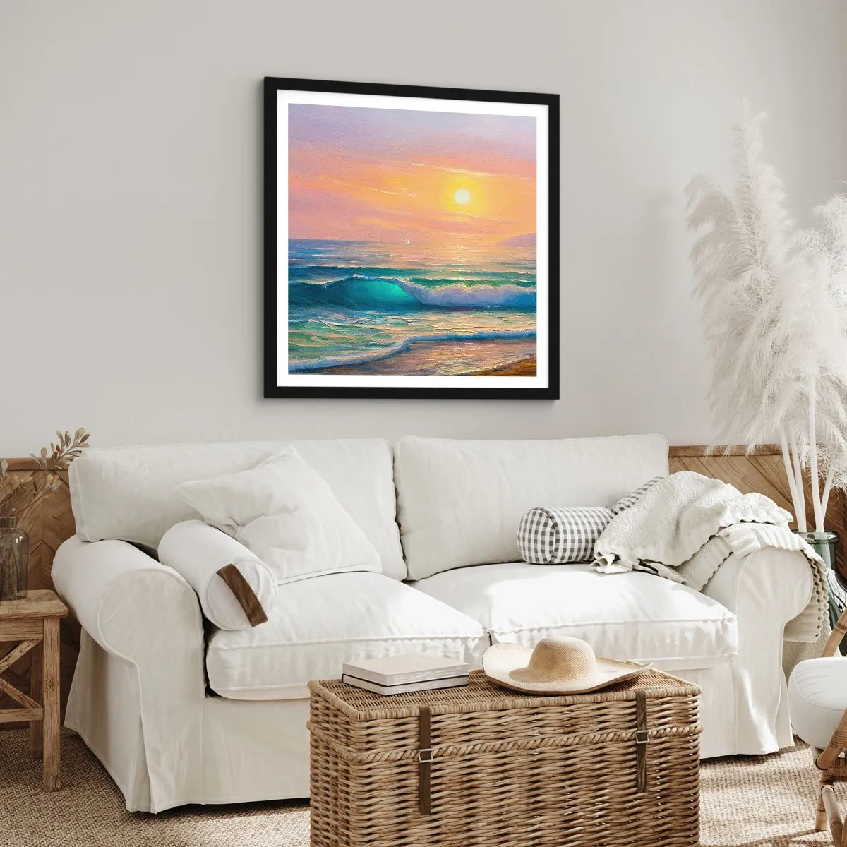 Poster in cornice nera - Il canto turchese delle onde - 30x30 cm