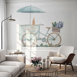 Fotomurali Autoadesivo Deluxe Sticker - Dolce ricordo d'estate - Pastello, Gelato, Bicicletta - 250x175 cm