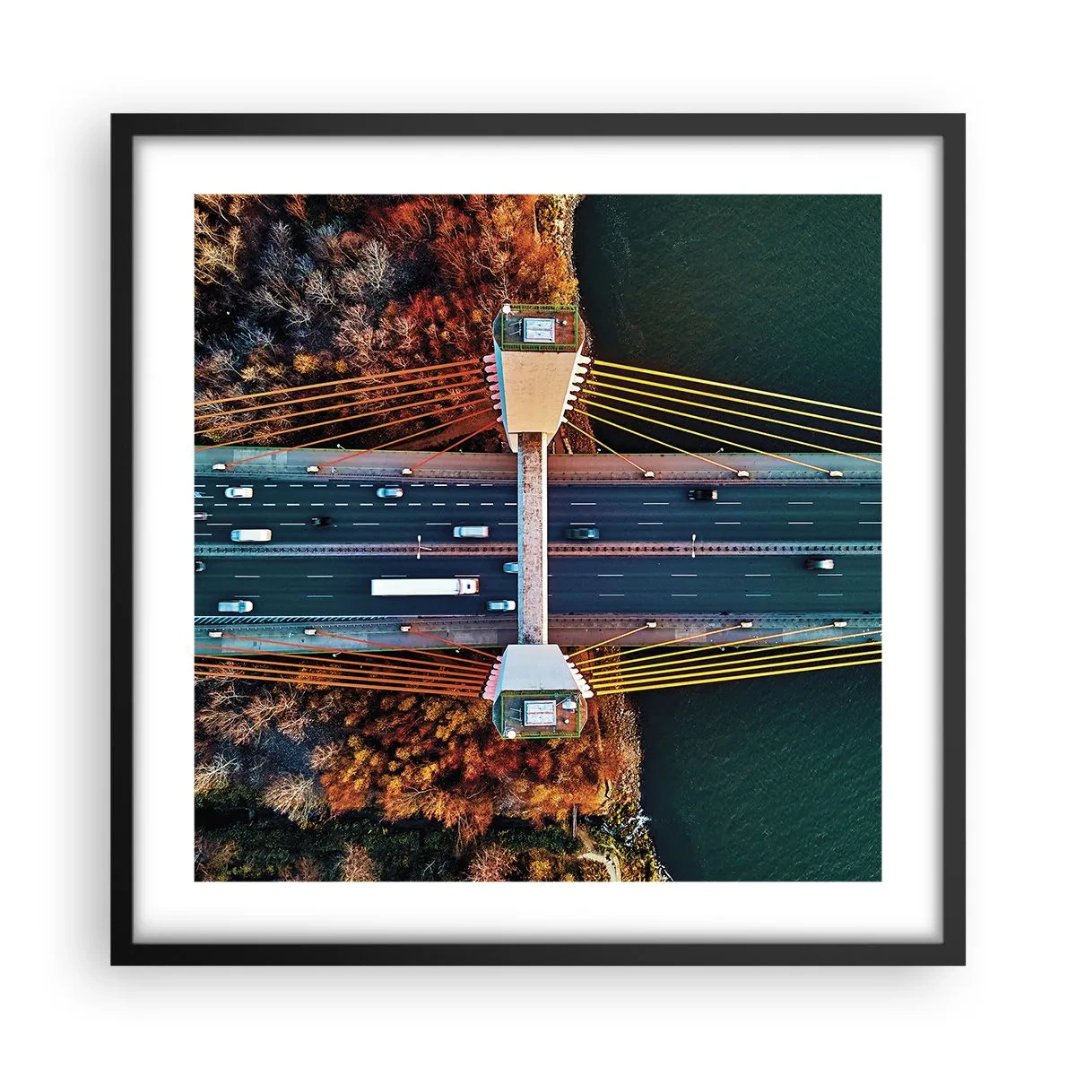 Poster in cornice nera - Oltre il fiume, oltre il bosco - 50x50 cm