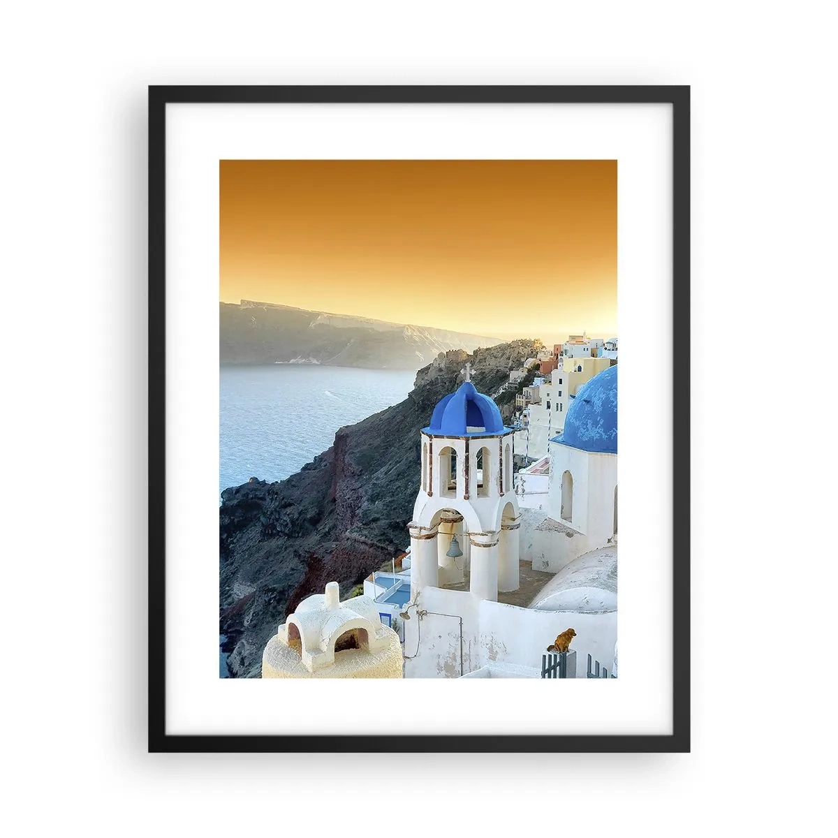 Poster in cornice nera - Santorini: aggrappate alle rocce - 40x50 cm