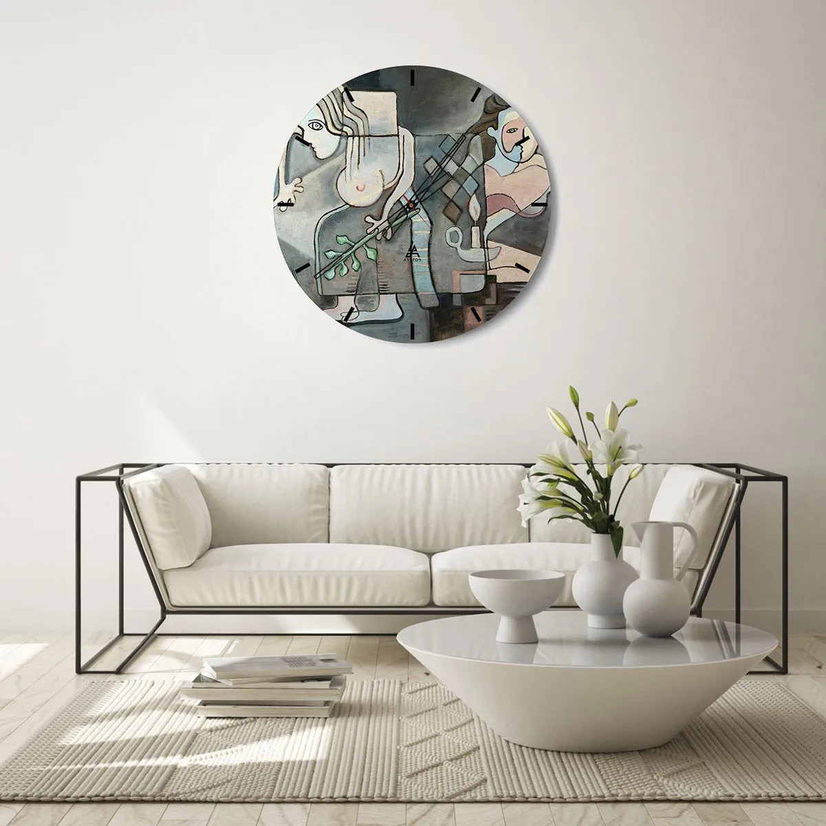 Orologio da parete - Orologio in Vetro - Mosaico di spirito e materia - 40x40 cm