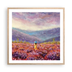 Poster in cornice rovere chiaro - Nel mondo di lavanda - 60x60 cm