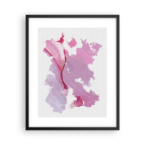 Poster in cornice nera - Mappa del mondo rosa - 40x50 cm