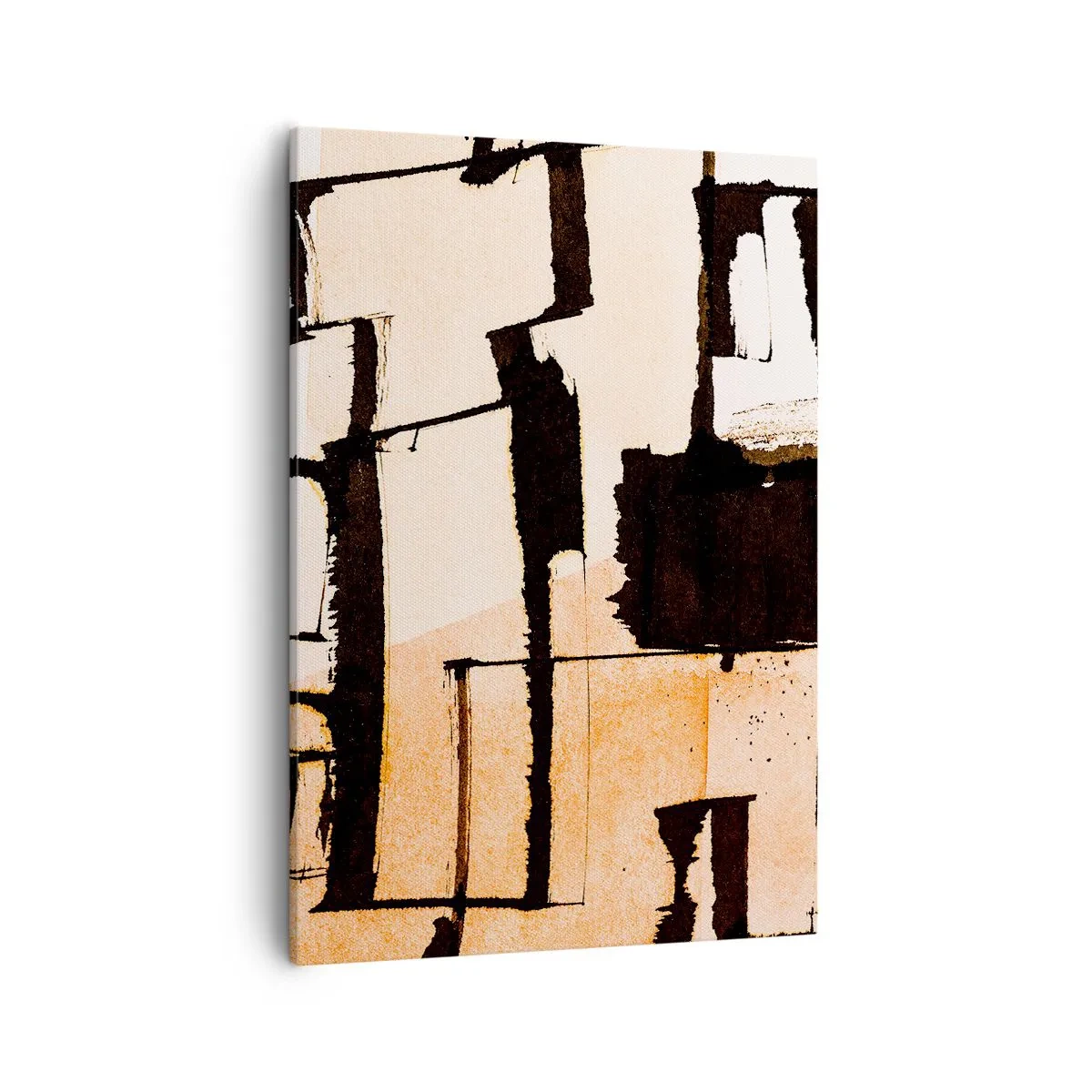 Quadro su tela - Stampe su Tela - Motivi geometrici nei toni del marrone e del beige - 50x70cm - Comunque in ordine - Decorazione murale moderna per soggiorno e camera da letto ARTTOR