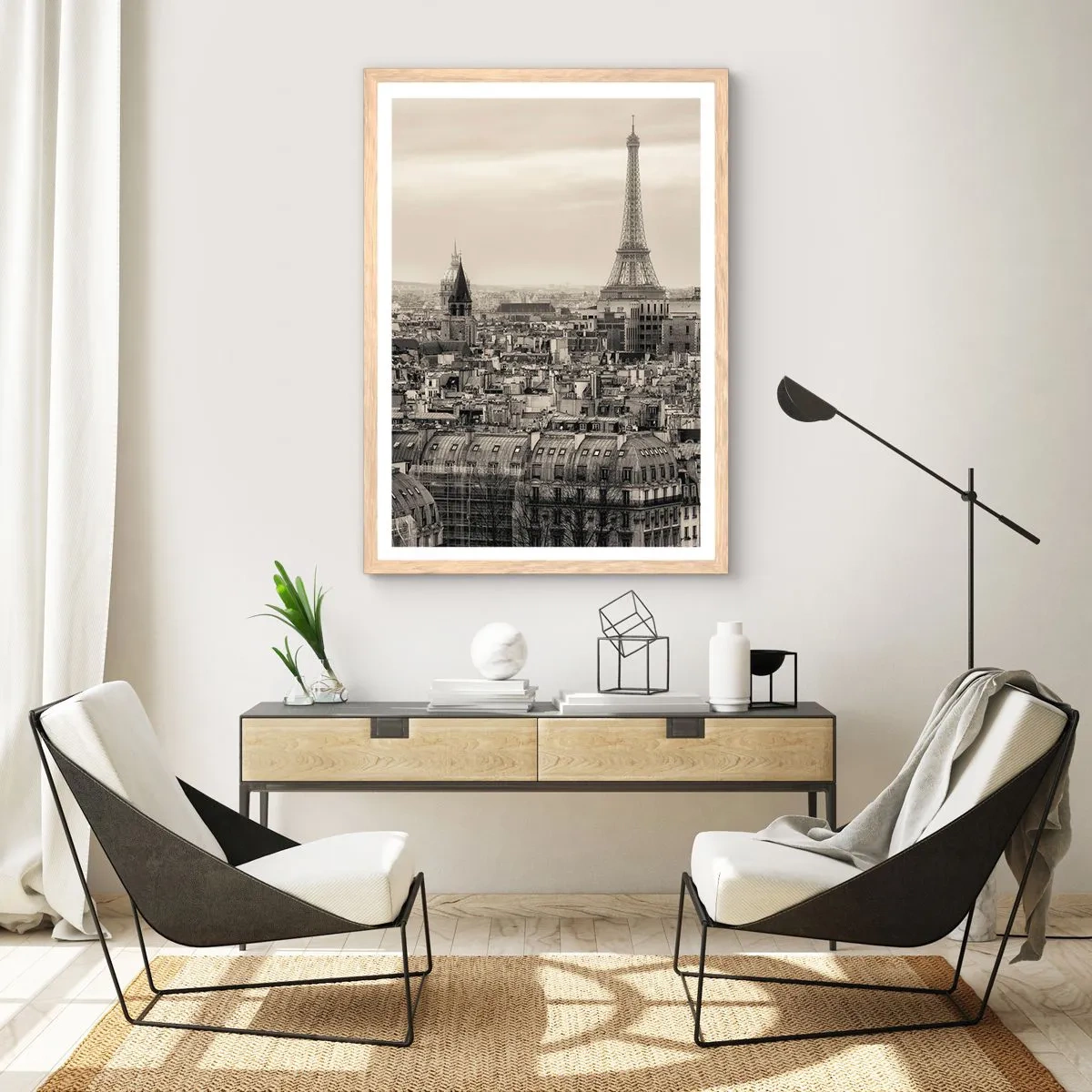 Poster in cornice rovere chiaro - Sui tetti di Parigi - 30x40 cm