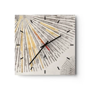 Orologio da parete - Orologio in Vetro - Motivo astratto a forma di raggio - 30x30cm - La bellezza dei raggi - Decorazione murale moderna per soggiorno e camera da letto ARTTOR