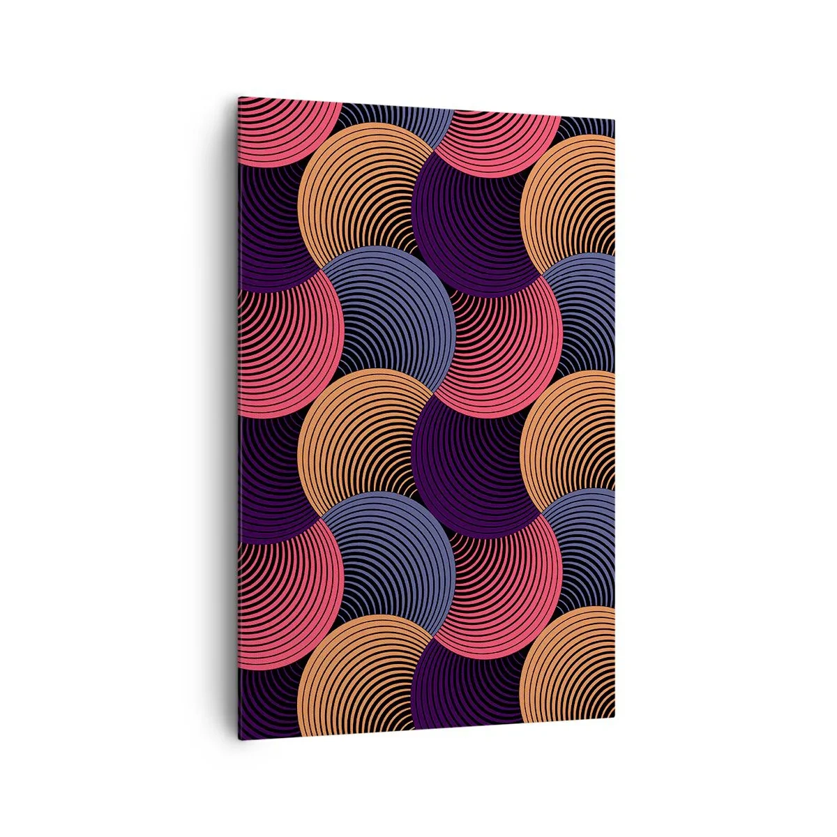 Quadro su tela - Stampe su Tela - Cerchi geometrici nelle tonalità del rosa, viola e oro - 80x120cm - Al ritmo delle sfere - Decorazione murale moderna per soggiorno e camera da letto ARTTOR