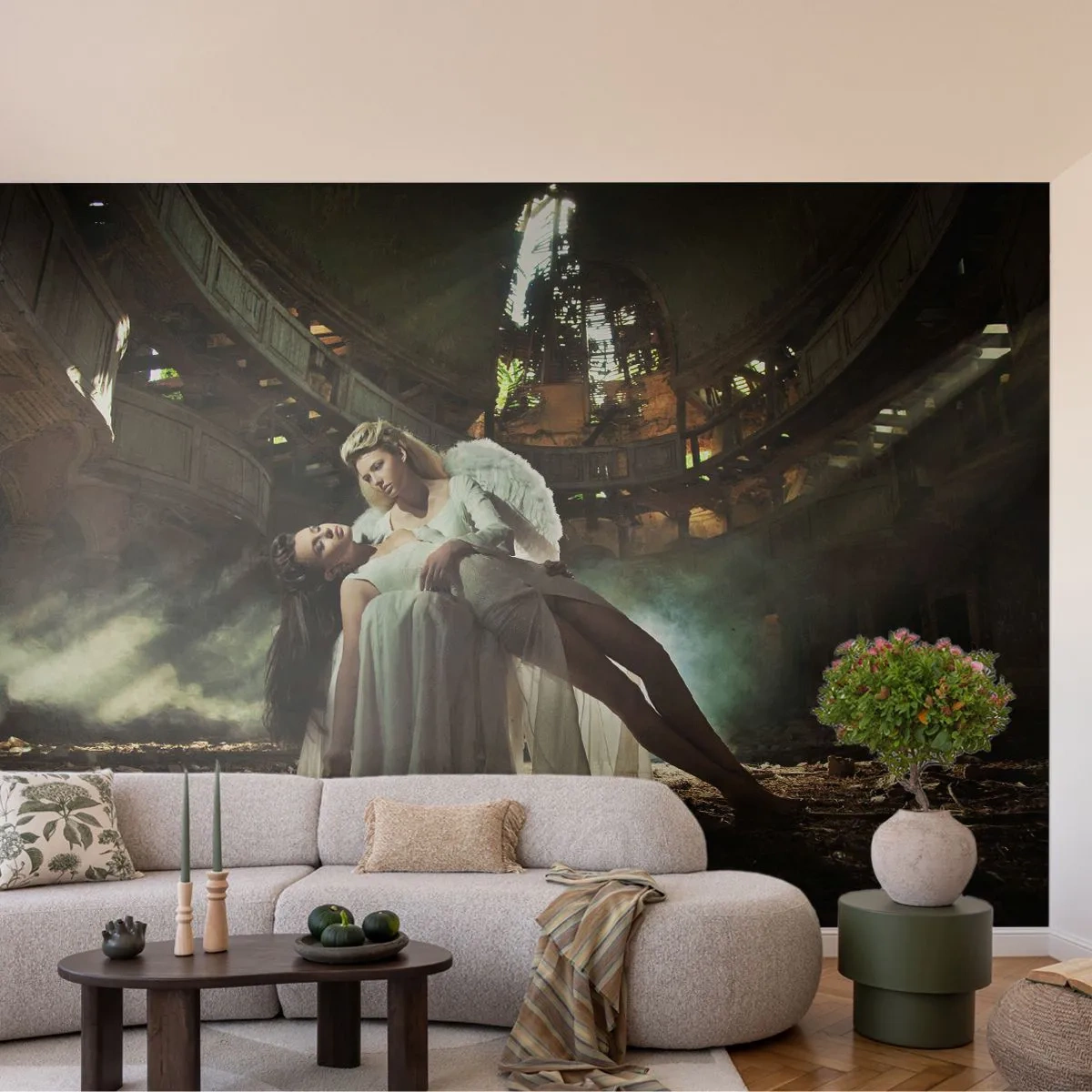 Fotomurali Premium Canvas - Lo spirito dell'antico teatro - Donna, Angelo, Pezzo - 150x105 cm