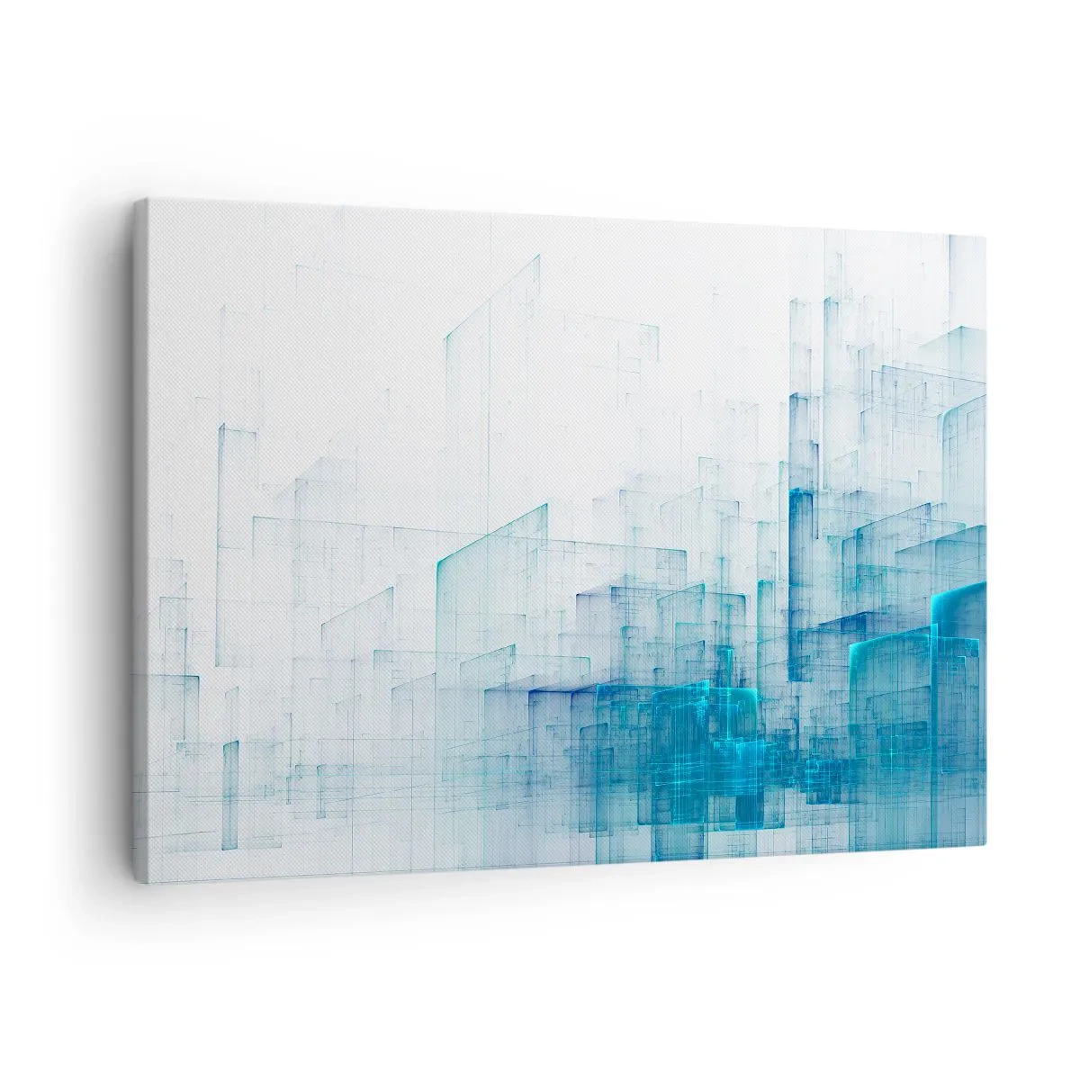 Quadro su tela - Stampe su Tela - Forme geometriche astratte nelle tonalità del blu - 70x50cm - E lo spazio fu - Decorazione murale moderna per soggiorno e camera da letto ARTTOR
