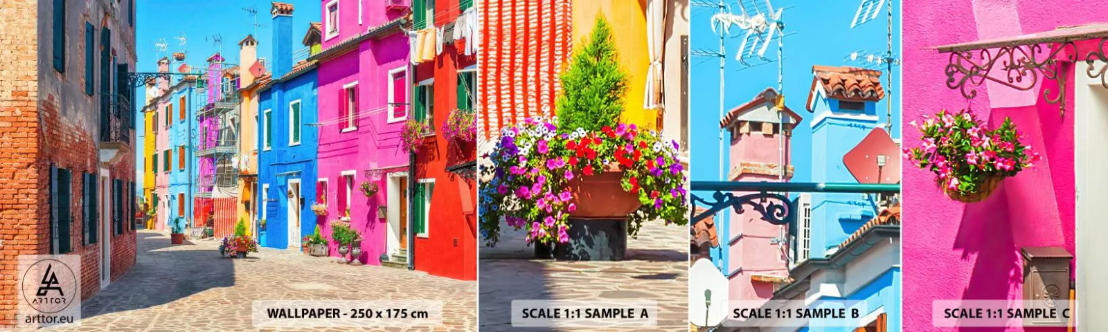 Campione di Fotomurale Adesivo Deluxe Sticker - La cittadina dei pappagalli - Città, Italia, Architettura - 100x30 cm