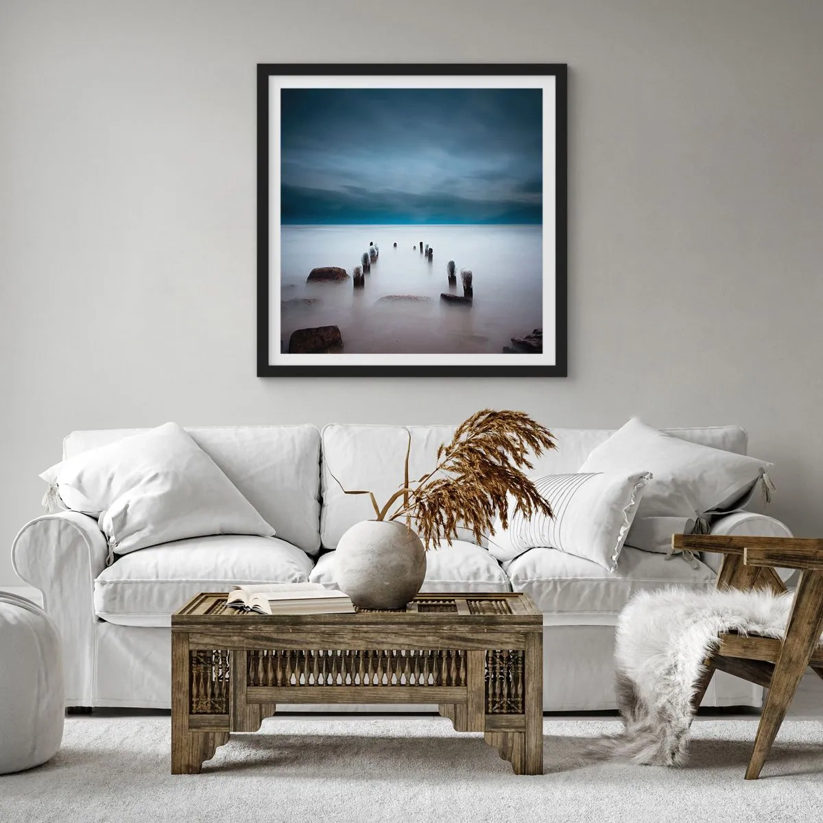 Poster in cornice nera - Lago pensieroso - 40x40 cm