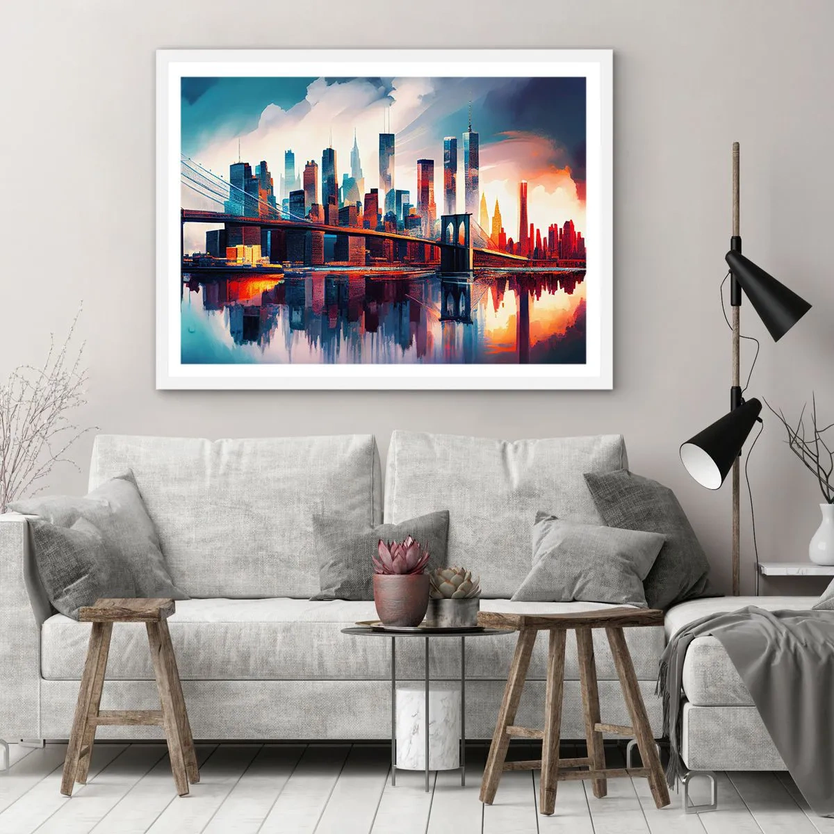 Poster in cornice bianca - Una New York spettacolare - 40x30 cm