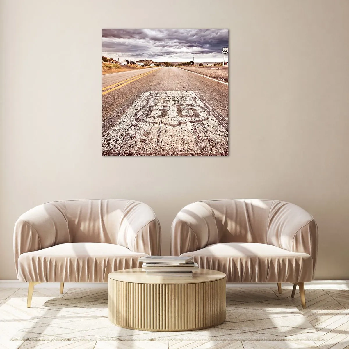 Quadro su vetro - La Route 66: una leggenda americana - 60x60 cm