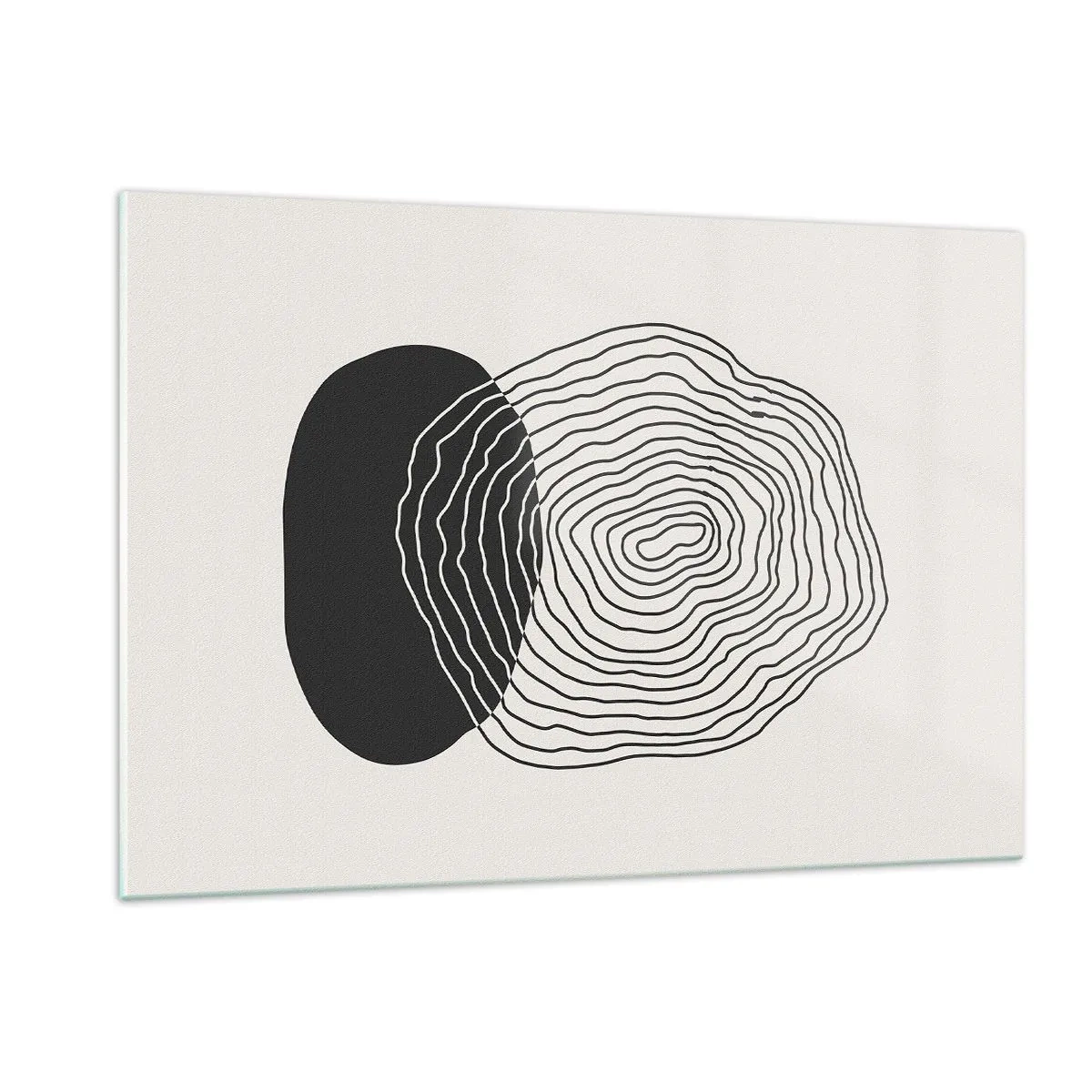 Quadro su vetro - Motivo astratto con ovali e linee in bianco e nero - 120x80cm - Durata e vibrazione - Decorazione murale moderna per soggiorno e camera da letto ARTTOR