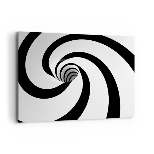 Quadro su tela - Stampe su Tela - Spirale astratta in bianco e nero con effetto vortice - 100x70cm - Lasciarsi andare al vortice? - Decorazione murale moderna per soggiorno e camera da letto ARTTOR